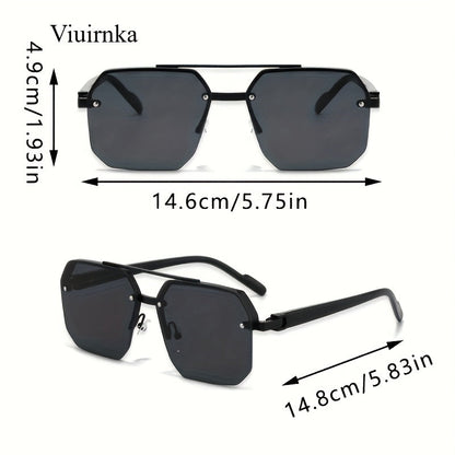 Semi-Rimless Vintage Fashion Glasses Unisex – Lightweight PC Polycarbonate Frame with Metal Hinge, Decorative Eyewear for Party, School, Daily Wear, Halloween, Christmas & Holiday Occasions