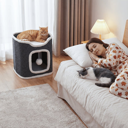 Multi-Level Foldable Cat Tree Tower for Indoor Cats – Scratching Post, Cozy Perch, Cat Condo with Hanging Toy Ball, Cat Hideaway, Soft Bed, 1/3/4 Tier Options