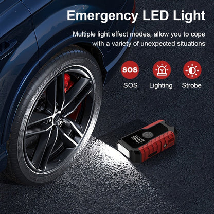5000A Peak Portable Car Jump Starter with 150 PSI Air Inflator Pump – 10000mAh All-in-One Emergency Battery Booster, Type-C, LED Light for 12V Gas & Diesel Cars, Trucks, SUVs & Motorcycles