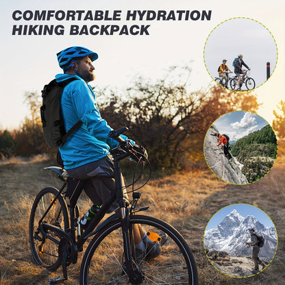 Hydration Backpack with 3L Water Bladder – Nylon Hiking Pack with Included Water Bag for Camping, Trail Running & Outdoor Adventures, Available in Khaki, Green, Camo & Camo Gray