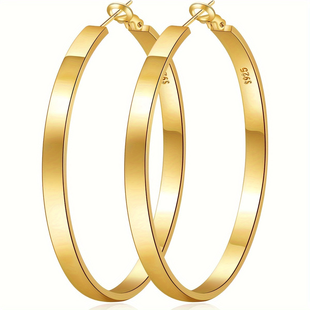 925 Sterling Silver Hoop Earrings for Women – Hypoallergenic Gold & Silver Cartilage Hoops in 40mm, 50mm & 60mm, Minimalist Everyday Earrings, Perfect Gift for Parties & Casual Wear