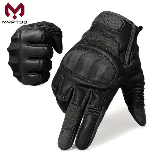 Touch Screen Full Finger Gloves for Men Women - Nylon Blend Textured Grip, Hook-and-Loop Closure, Washable, Available in Black Brown Green, Sizes S M XL