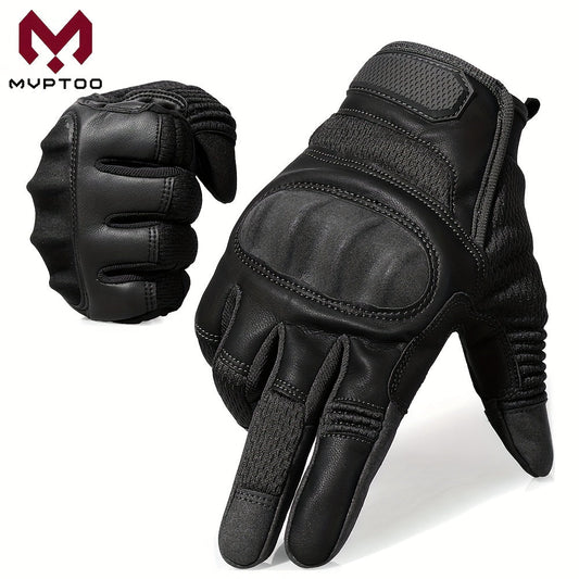Touch Screen Full Finger Gloves for Men Women - Nylon Blend Textured Grip, Hook-and-Loop Closure, Washable, Available in Black Brown Green, Sizes S M XL