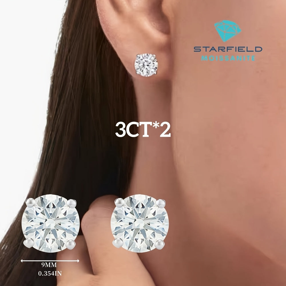 Classic Moissanite Stud Earrings D Color VVS1 S925 Sterling Silver – GRA Certified Lab Diamond Studs in 0.5CT to 5CT Per Ear, Ideal Gift for Birthday, Mother's Day & Wedding, Includes Velvet Pouch & Polishing Cloth