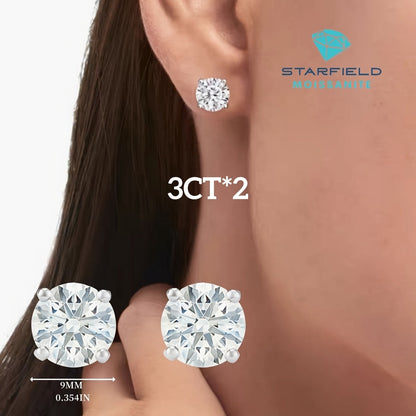 Classic Moissanite Stud Earrings D Color VVS1 S925 Sterling Silver – GRA Certified Lab Diamond Studs in 0.5CT to 5CT Per Ear, Ideal Gift for Birthday, Mother's Day & Wedding, Includes Velvet Pouch & Polishing Cloth