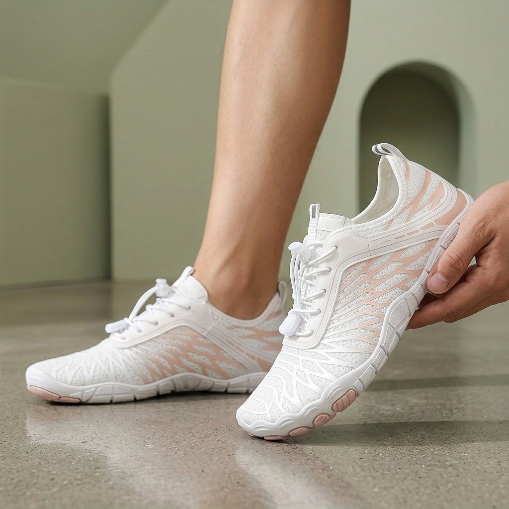 Barefoot Hiking Shoes for Women Wide Toe Box Non-Slip Trail Running Sneakers – Healthy Minimalist Footwear, Sizes US 6-11, White Black Pink