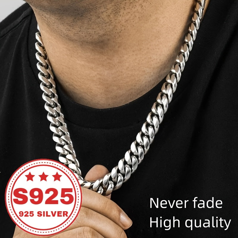 925 Sterling Silver Cuban Link Chain Necklace for Men & Women - 9mm Classic Miami Cuban Chain, Hip Hop Unisex Jewelry in Silver & Gold, 18-24 Inch, Trendy Everyday Gift