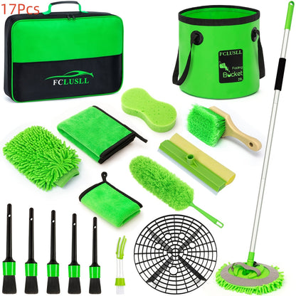 Car Cleaning Kit 17-35 Piece – Portable Vacuum Cleaner, Windshield Cleaning Tool, Drill Brush Set & Interior Brush Set for Full Car Detailing, Holiday Gift for Family & Friends