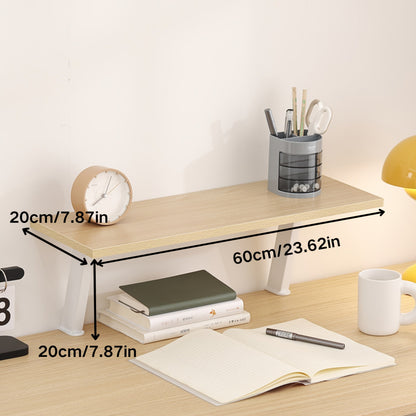 White Wooden Floating Desk Shelf – No-Drill Multi-Level Countertop Organizer for Home Office, Holds Books, Pens & Supplies, Rectangular Wall-Mounted Display Shelf, Great Thanksgiving & Christmas Gift