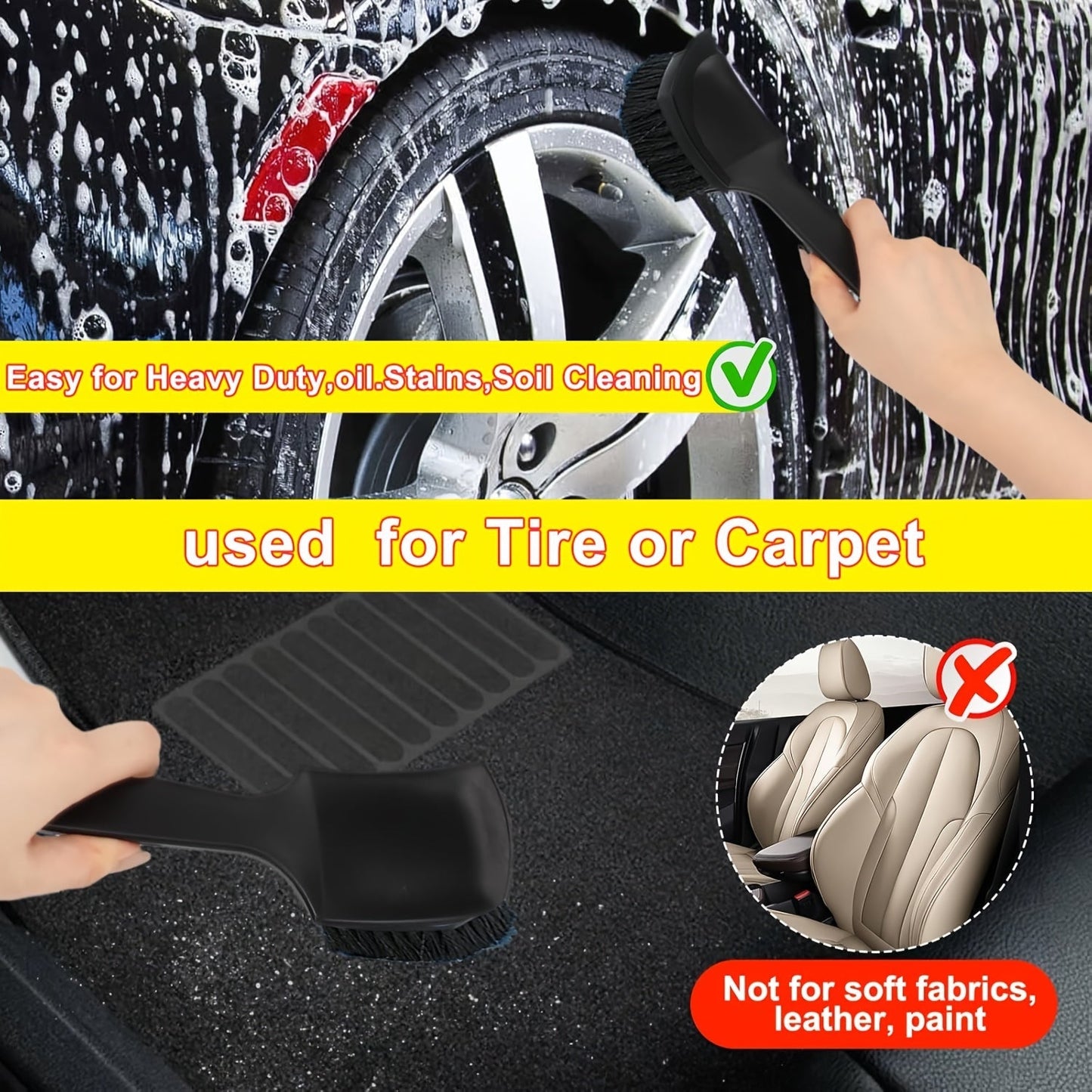69 Inch Car Wash Brush with Long Handle 8-Piece Car Wash Kit – Tire Brush Window Squeegee Chenille Microfiber Mitt Detailing Brushes for Car Truck SUV RV – Extendable Car Cleaning Supplies
