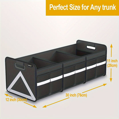 Car Trunk Organizer Heavy Duty Foldable with Multi-Pocket Storage & Reflective Stripe – Collapsible Space Saver for Car, SUV & Minivan – Secure Zipper Closure – Velora