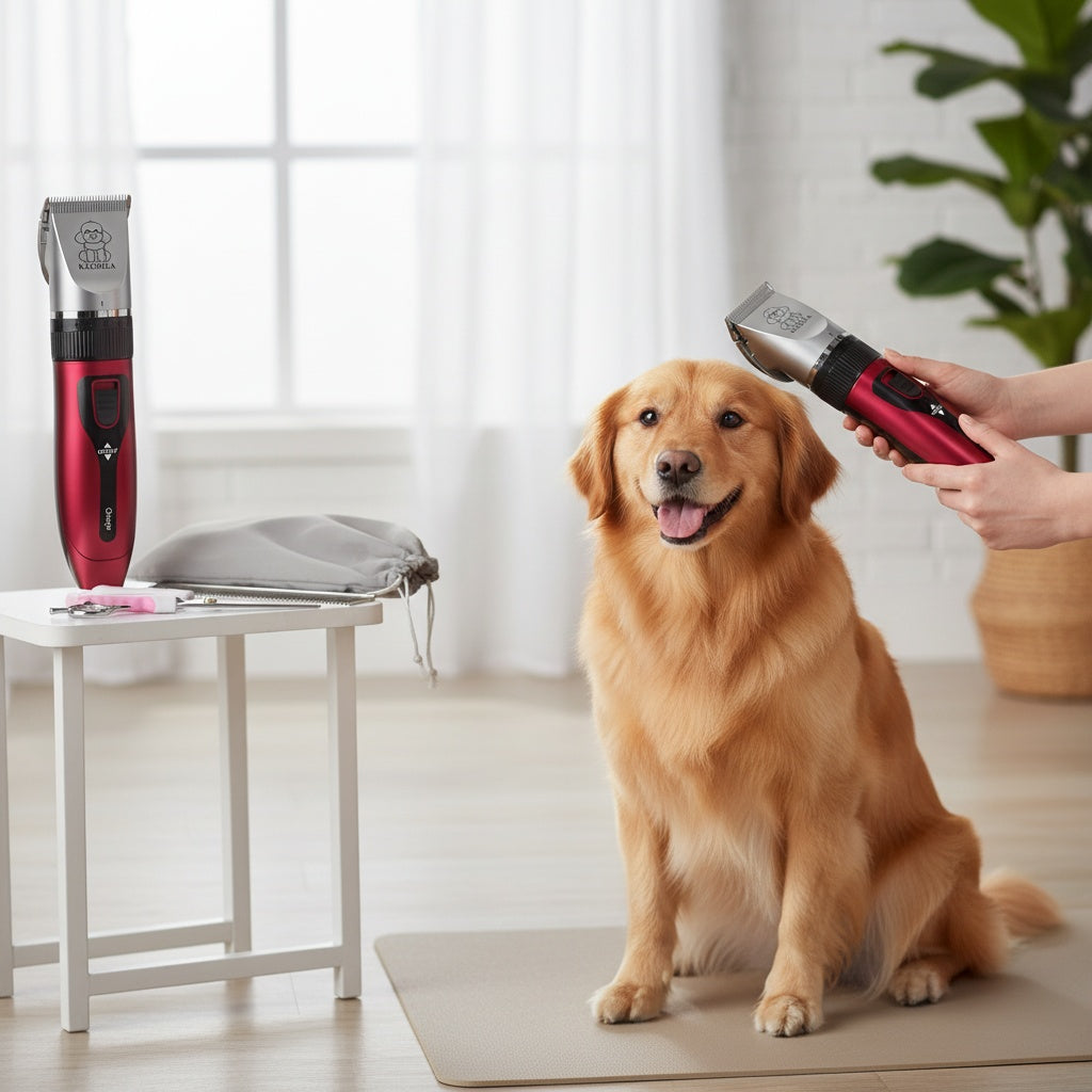 USB Rechargeable Pet Grooming Clippers Kit for Dogs & Cats – Ceramic Blades, Low Noise, Cordless Electric Clipper Set with Brush & Comb