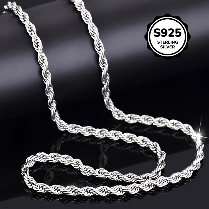 925 Sterling Silver Twisted Rope Chain Necklace for Women – Hip Hop Shiny Basic Chain Choker Layering Necklace 16 18 20 22 24 Inch Elegant Jewelry Gift
