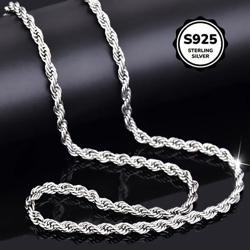 925 Sterling Silver Twisted Rope Chain Necklace for Women – Hip Hop Shiny Basic Chain Choker Layering Necklace 16 18 20 22 24 Inch Elegant Jewelry Gift