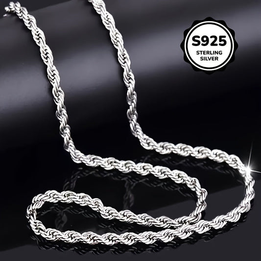 925 Sterling Silver Twisted Rope Chain Necklace for Women – Hip Hop Shiny Basic Chain Choker Layering Necklace 16 18 20 22 24 Inch Elegant Jewelry Gift
