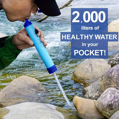 Personal Water Filter Straw Mini Water Purifier Survival Gear for Hiking Camping Travel Emergency Preparedness, Portable Filtration Straw Removes Bacteria & Contaminants - Set 1, 2 & 4 Options