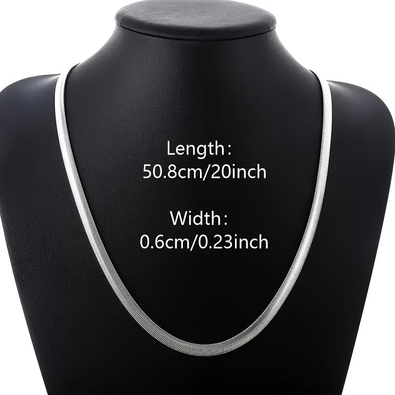 925 Sterling Silver Flat Snake Chain Necklace – Sleek Minimalist Unisex Jewelry, 20 Inch Smooth Serpentine Chain, Perfect Gift for Weddings, Parties, Christmas & Holidays