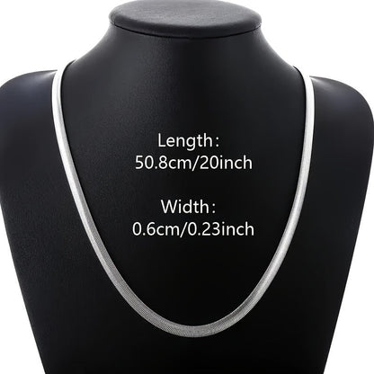 925 Sterling Silver Flat Snake Chain Necklace – Sleek Minimalist Unisex Jewelry, 20 Inch Smooth Serpentine Chain, Perfect Gift for Weddings, Parties, Christmas & Holidays