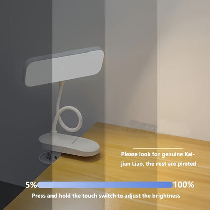 Adjustable LED Gooseneck Desk Lamp – Touch Control, Dimmable, Color Temperature Adjustment, USB & 18650 Rechargeable Battery Powered, Sunshade Indoor Task Light, White