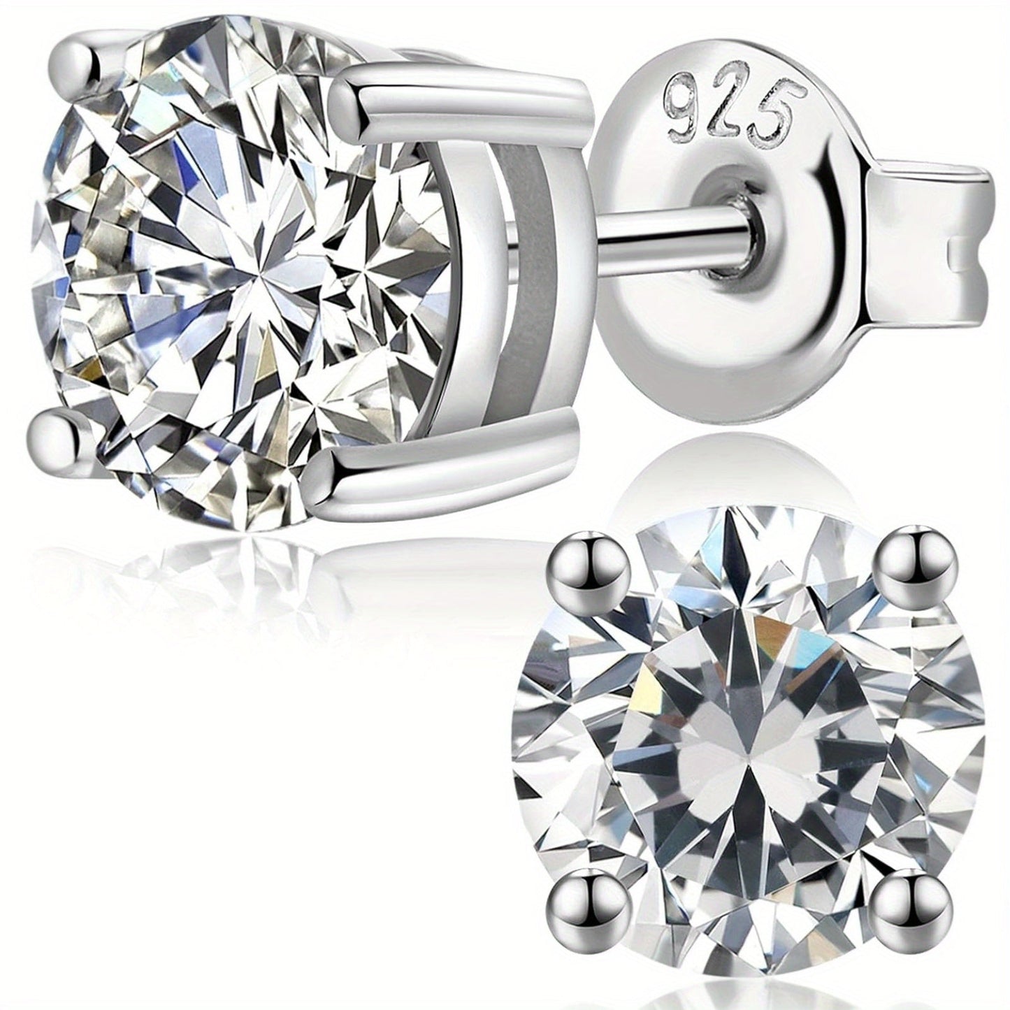 Moissanite Stud Earrings 925 Sterling Silver D Color VVS1 Round Cut 1-4 Carat – Brilliant Fine Jewelry for Women & Men, Perfect Gift for Anniversary, Wedding, Christmas & Birthday