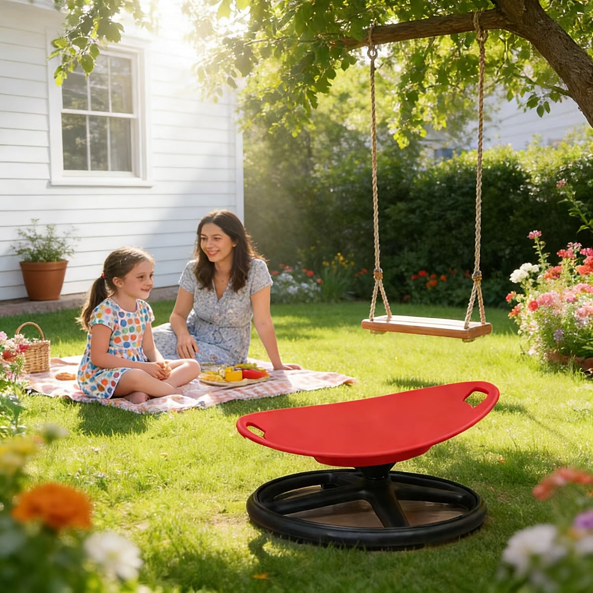 Spinning Sensory Chair for Kids with Autism ADHD Durable Plastic Metal Outdoor Indoor Balance Coordination Attention Therapy Seat Red Blue Sensory Play Equipment for Children