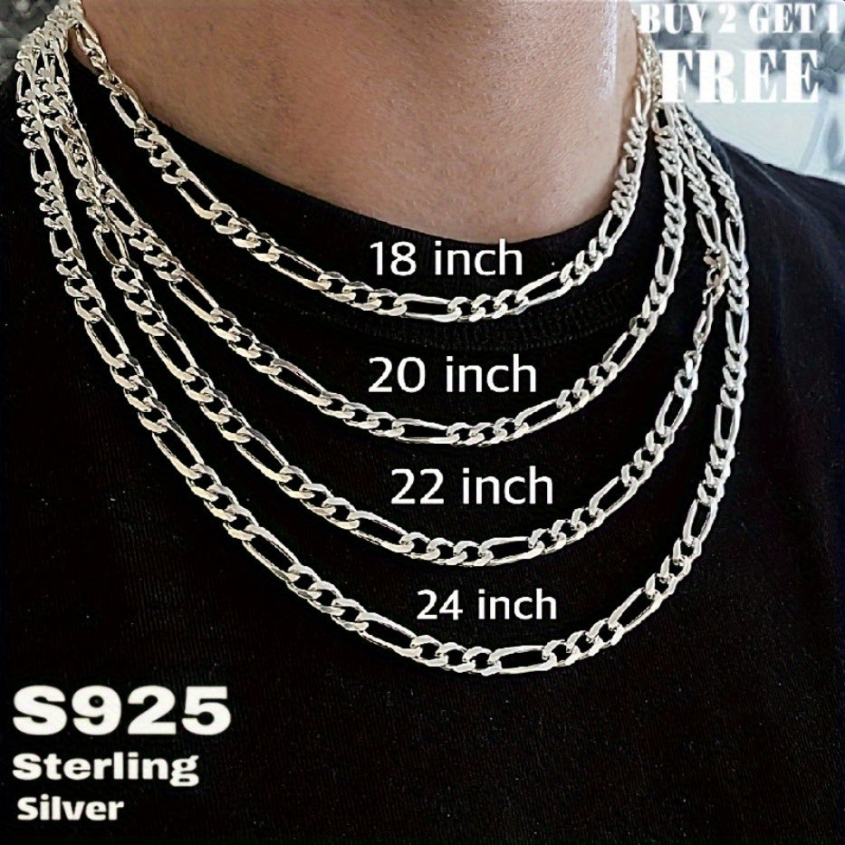 925 Sterling Silver Figaro Chain Necklace – 6mm Wide, 18 to 24 Inch, Unisex Men & Women, Includes Gift Box – Classic Silver Chain for Everyday Wear & Gifting