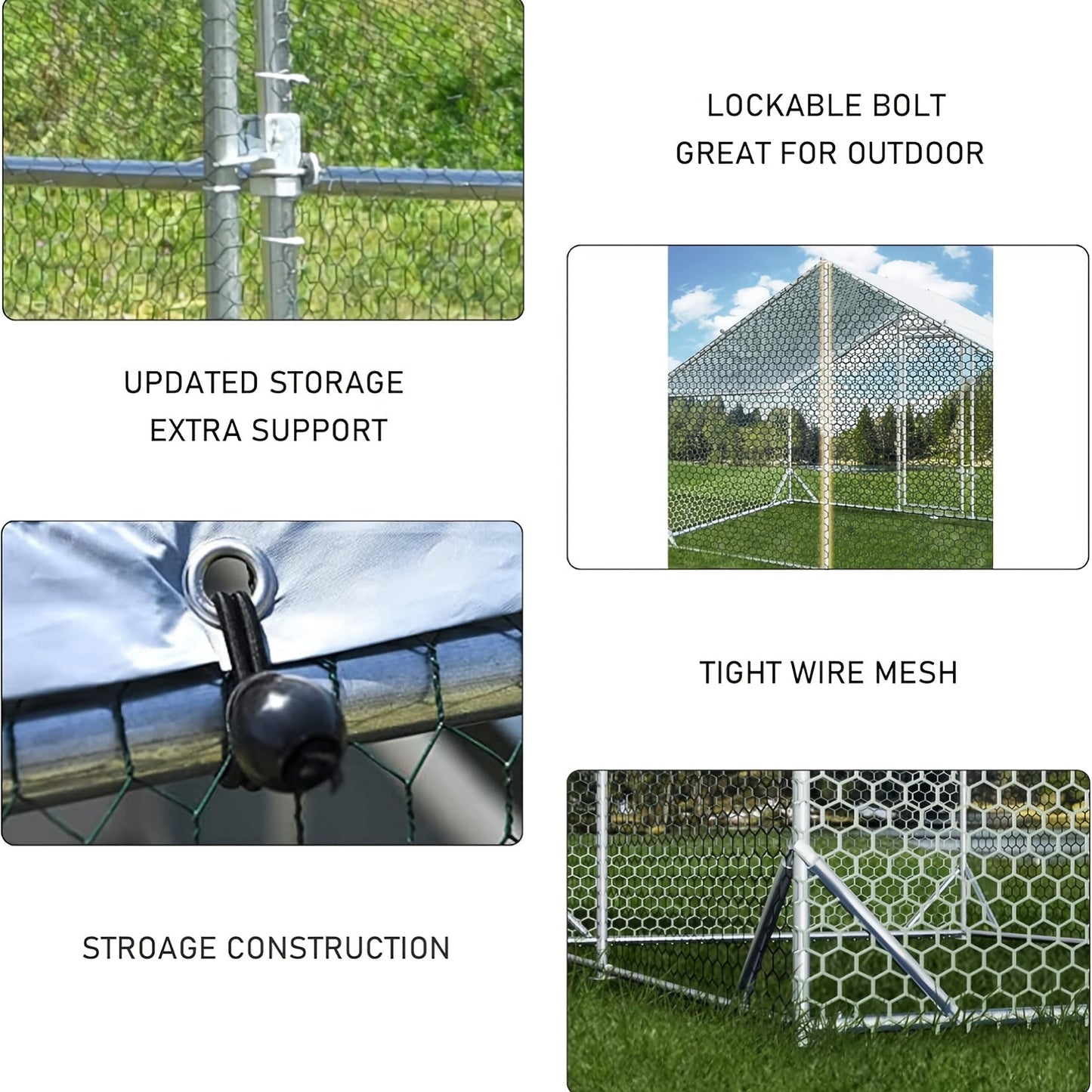 Large Walk-In Metal Chicken Coop Outdoor Hen House with Anti-UV Cover Aluminum Poultry Cage for Backyard Garden – Multiple Roof Styles
