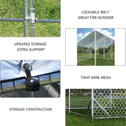Large Walk-In Metal Chicken Coop Outdoor Hen House with Anti-UV Cover Aluminum Poultry Cage for Backyard Garden – Multiple Roof Styles