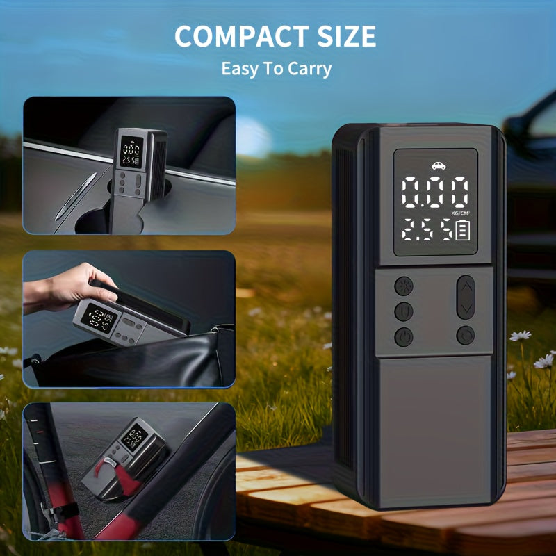 Portable Tire Inflator Air Compressor Pump for Car Tires, Bicycle, Motorcycle & Balls, Digital Pressure Gauge, Auto Shut-Off, USB & Cigarette Lighter Versions Available