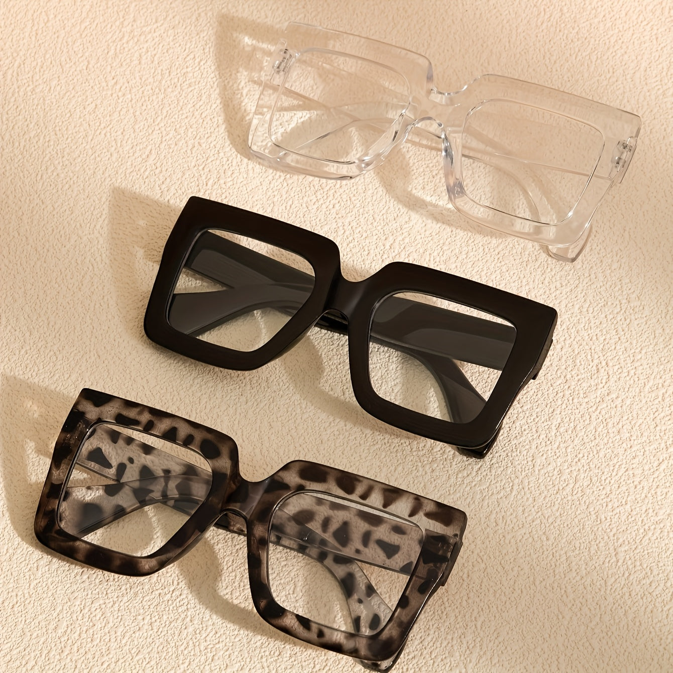Vintage Square Full Rim Clear Lens Glasses Set 3pcs 4pcs Polycarbonate Fashion Eyewear for Women Men - Retro Office Everyday Blue Light Blocking Style Frames