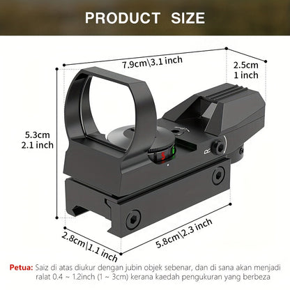 33mm Red Green Dot Sight – 4 Reticle Modes, 5 Brightness Settings, Parallax-Free Ultralight Rail Mount Scope for Rifles Shotguns Carbines, Hunting Target Shooting Tactical Use, CR2032 Battery Included