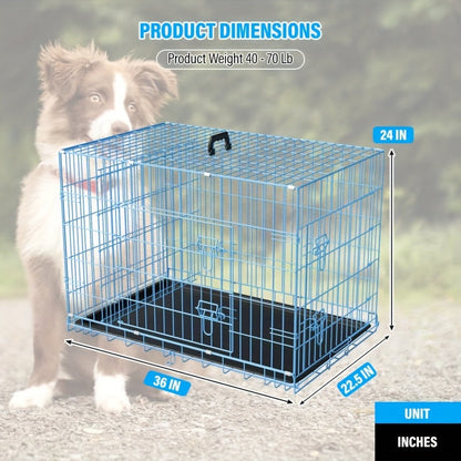 Foldable Metal Wire Dog Crate for Small Dogs & Rabbits – Adjustable Divider Panel, Leak-Proof Plastic Pan, Indoor Outdoor Pet Kennel for Chihuahuas Toy Breeds Small Animals, Multiple Sizes