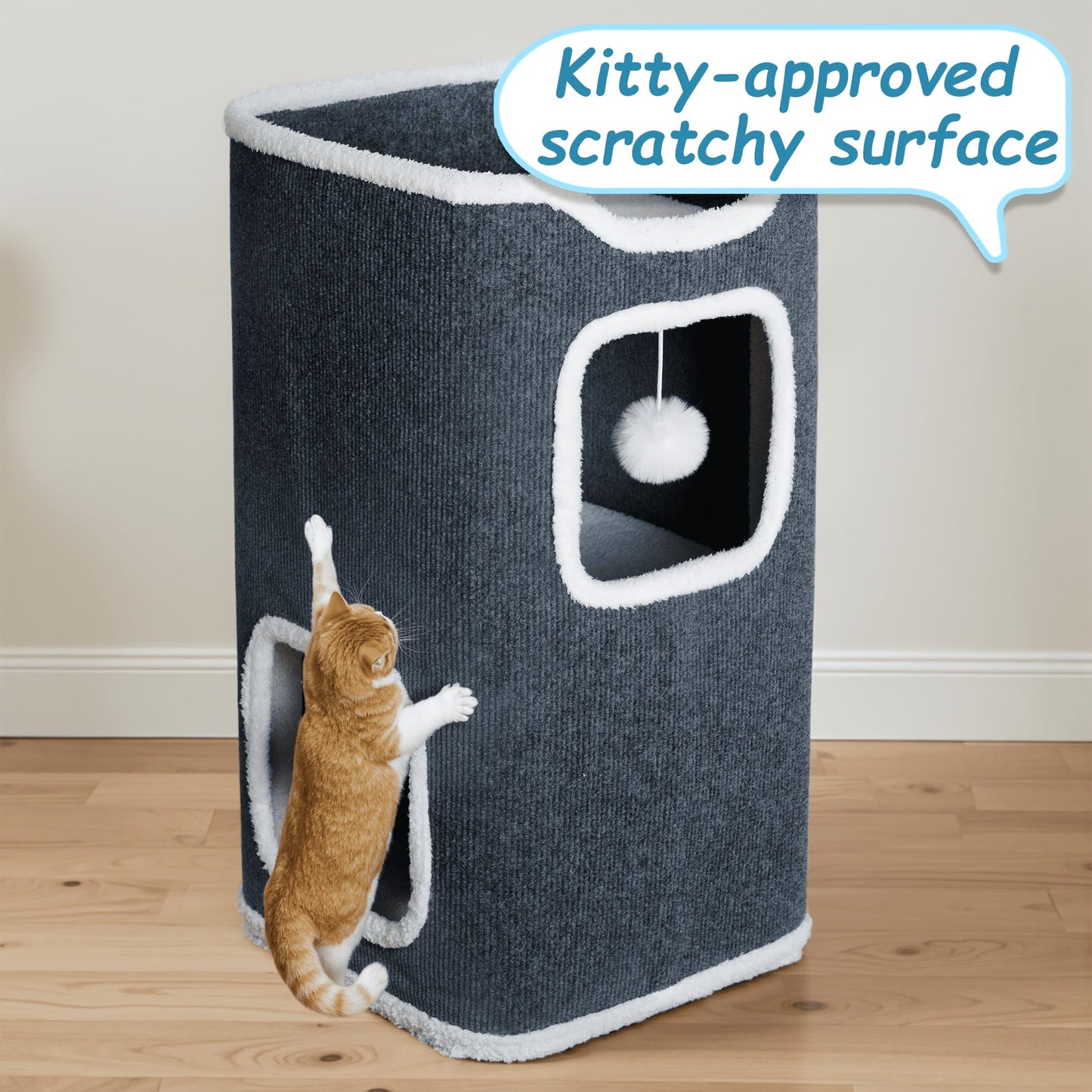 Multi-Level Foldable Cat Tree Tower for Indoor Cats – Scratching Post, Cozy Perch, Cat Condo with Hanging Toy Ball, Cat Hideaway, Soft Bed, 1/3/4 Tier Options