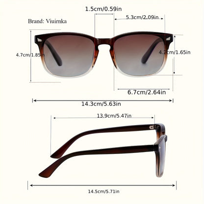 Vintage Polarized Sunglasses Unisex UV400 Gradient Tea Lens with Protective Case Lightweight Driving Eyewear for Men & Women