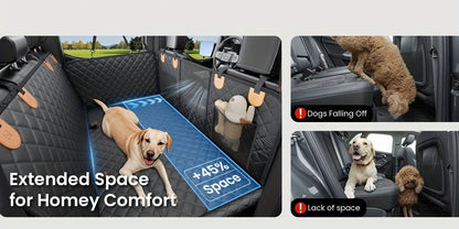 Dog Backseat Expander with Hard Bottom – 400 lb Capacity 100% Nylon Dog Car Seat Cover & Pet Hammock for SUV, Truck & Car, Large Space Non-Slip Waterproof Dog Travel Seat Protector