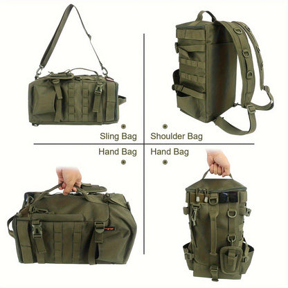 Lightweight Fishing Backpack 2-Piece Set Waterproof Nylon Angler Daypack with Scissors Pouch Zipper Tackle Organizer for Outdoor Hiking Travel Black Army Green Khaki