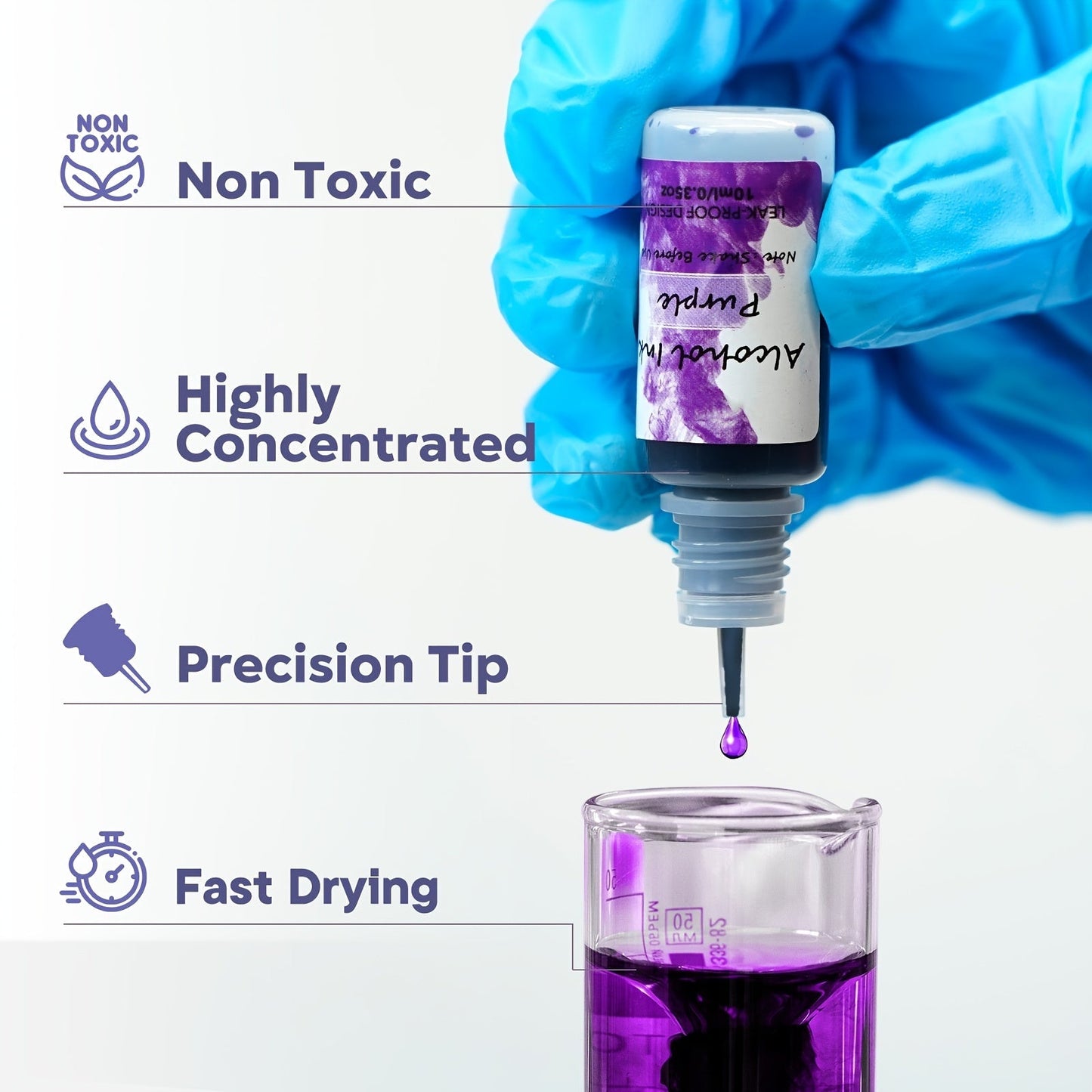 Alcohol Ink Set 24 Colors 10ml – High-Concentration Resin Dye for Epoxy Resin Art, Tumblers, Coasters, Fluid Painting & Crafts, Fast-Drying Acid-Free Pigment