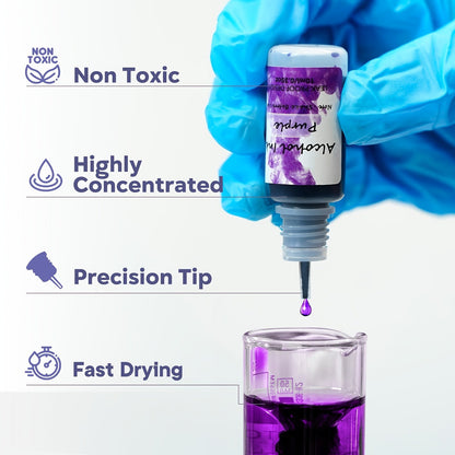 Alcohol Ink Set 24 Colors 10ml – High-Concentration Resin Dye for Epoxy Resin Art, Tumblers, Coasters, Fluid Painting & Crafts, Fast-Drying Acid-Free Pigment
