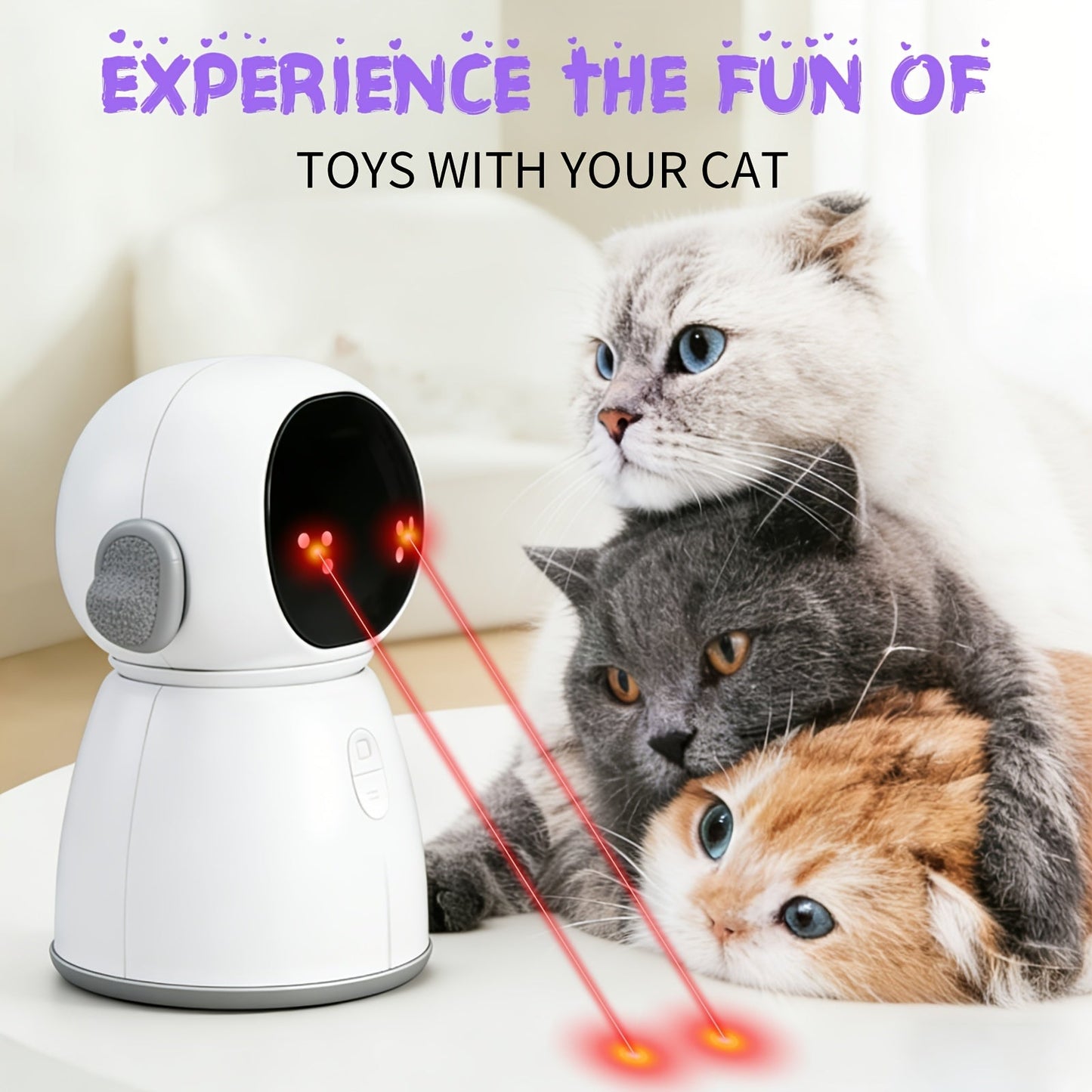 Dual Laser Cat Dog Toy Rechargeable – Auto Motion-Activated Interactive Laser Toy with 3 Speed Modes, 160-Inch Sensor, Adjustable Head for Indoor Cats Kittens Dogs