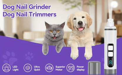 Quiet Dog Nail Grinder with LED Light – 3-Speed Rechargeable Electric Pet Nail Trimmer Kit, Painless Paw Grooming for Small Medium Large Dogs & Cats