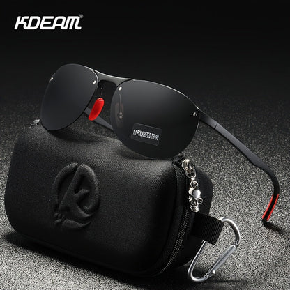 KDEAM Photochromic Polarized Sunglasses for Men & Women – Frameless Oval TR90 Lightweight Frame, Auto-Darkening TAC Lens, UV400 Protection, Mirrored Finish, Includes Hard Case & Cloth