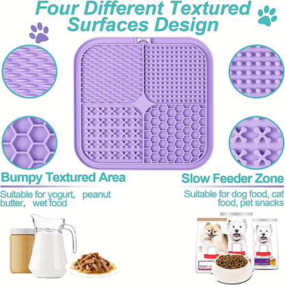 Licking Mat for Dogs & Cats with Suction Cup – Slow Feeder Pad for Bath Time, Boredom & Anxiety Relief, Peanut Butter Treat Lick Mat, Available in 1, 2 & 4-Pack