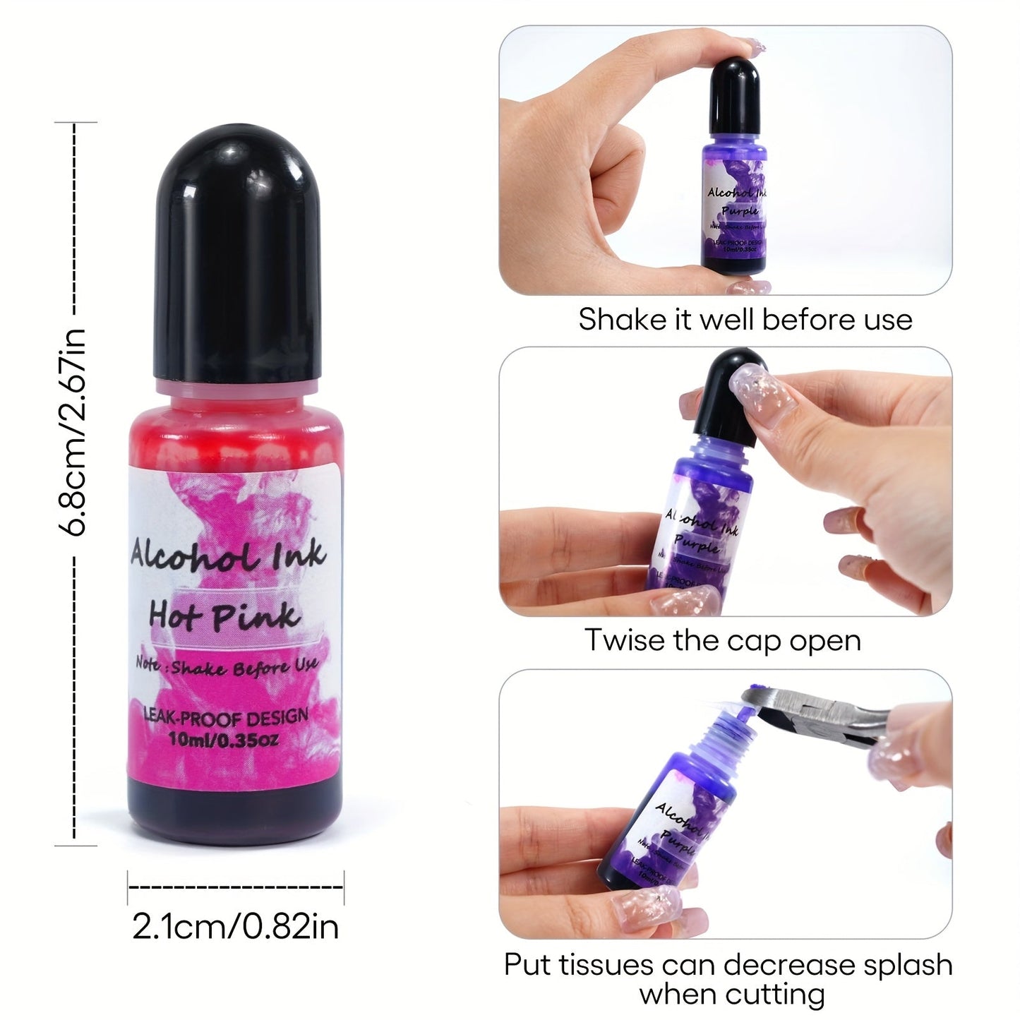 Alcohol Ink Set 24 Colors 10ml – High-Concentration Resin Dye for Epoxy Resin Art, Tumblers, Coasters, Fluid Painting & Crafts, Fast-Drying Acid-Free Pigment