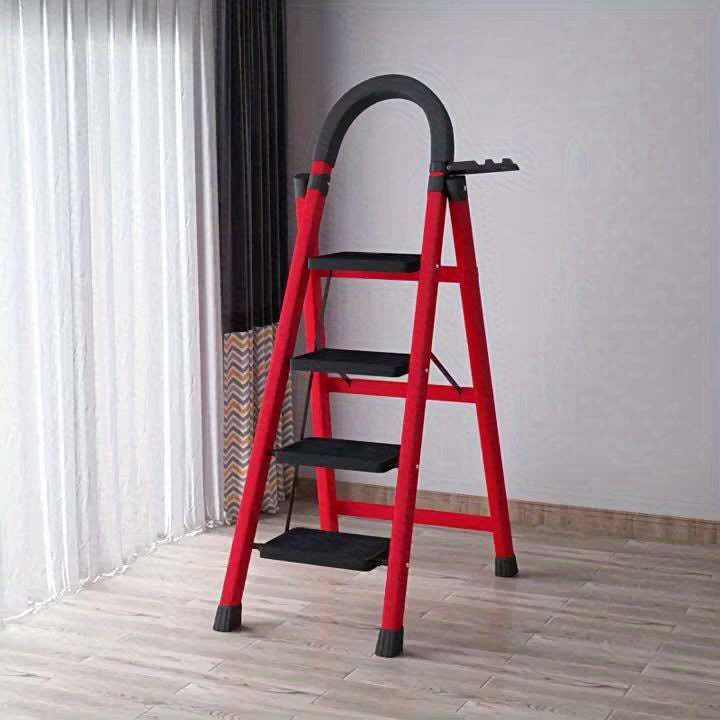 Heavy Duty Folding Step Ladder 500 Lbs Capacity - 2/3/4/5 Step Portable Non-Slip Ladder, Lightweight Durable Plastic, Foldable Step Stool for Home, Kitchen, Office & Industrial Use