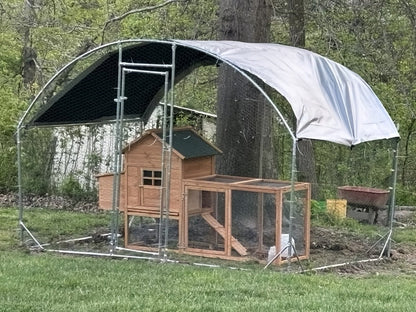Large Walk-In Metal Chicken Coop Outdoor Hen House with Anti-UV Cover Aluminum Poultry Cage for Backyard Garden – Multiple Roof Styles
