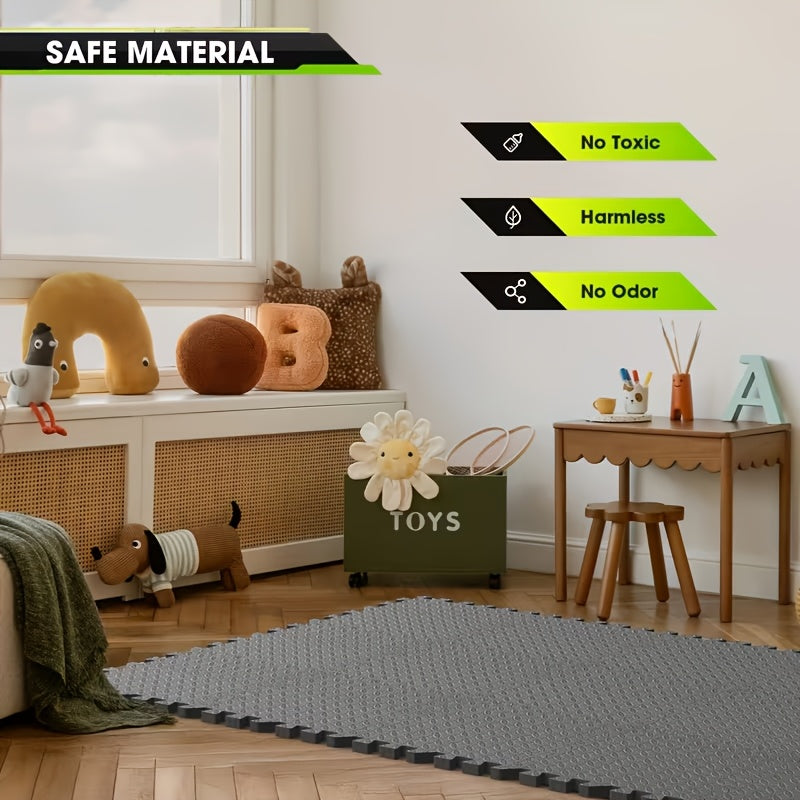 EVA Interlocking Gym Floor Mats 20 or 60 Pack – Thick Impact-Resistant Non-Slip Waterproof Foam Puzzle Tiles for Home Gym, Yoga, Weightlifting & Exercise, Black
