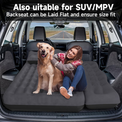Inflatable Car Mattress for Back Seat SUV Truck MPV – Portable Air Bed with 2 Pillows for Camping Road Trips Outdoor Travel Dark Blue