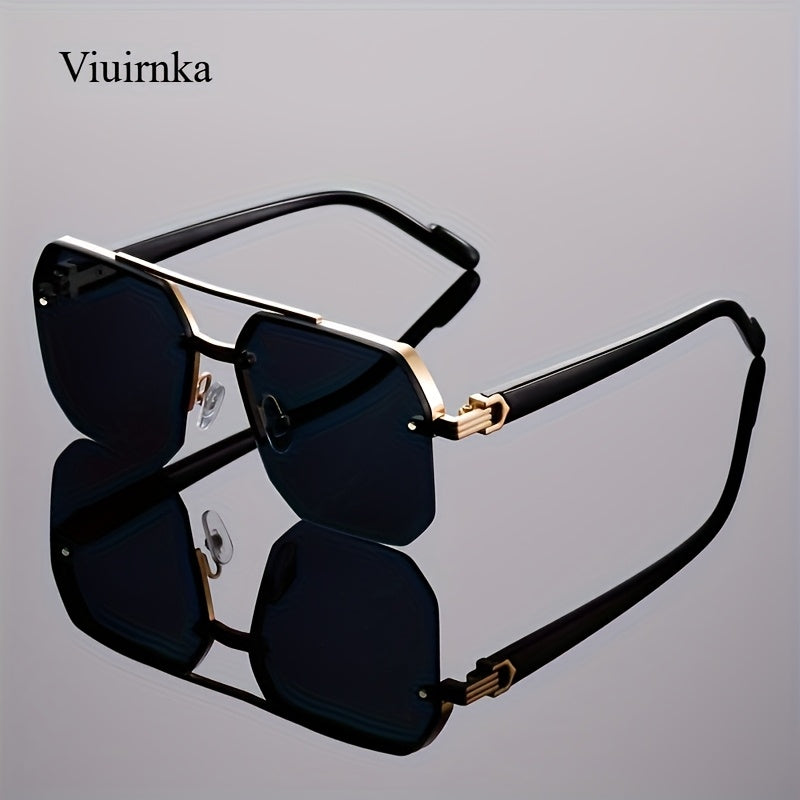 Semi-Rimless Vintage Fashion Glasses Unisex – Lightweight PC Polycarbonate Frame with Metal Hinge, Decorative Eyewear for Party, School, Daily Wear, Halloween, Christmas & Holiday Occasions