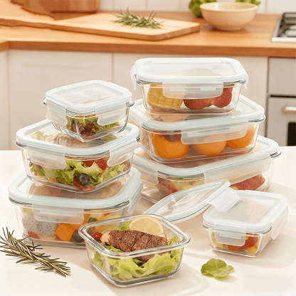 Glass Food Storage Containers Set with Lids – 24 or 16 Piece Airtight Meal Prep Containers, Microwave Oven Freezer Safe, BPA-Free, Perfect for Salads Fruits Vegetables Lunch Box Picnic