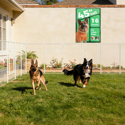 FXW Dog Playpen Heavy Duty Metal Pet Fence with Gate – 8/16/24/32/48 Panels, 24/32/40 Inch Height, Indoor & Outdoor Exercise Pen for Large Medium Small Dogs, Portable Yard Garden RV Camping Enclosure